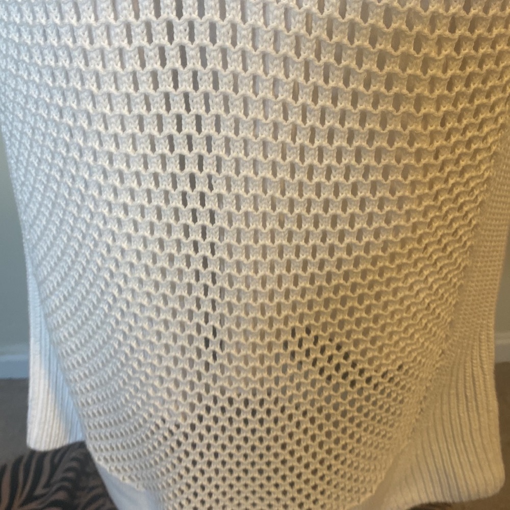 NWT BANANA REPUBLIC WOMEN’S WHITE SLEEVELESS KNIT SWEATER MESH TOP - Picture 3 of 11